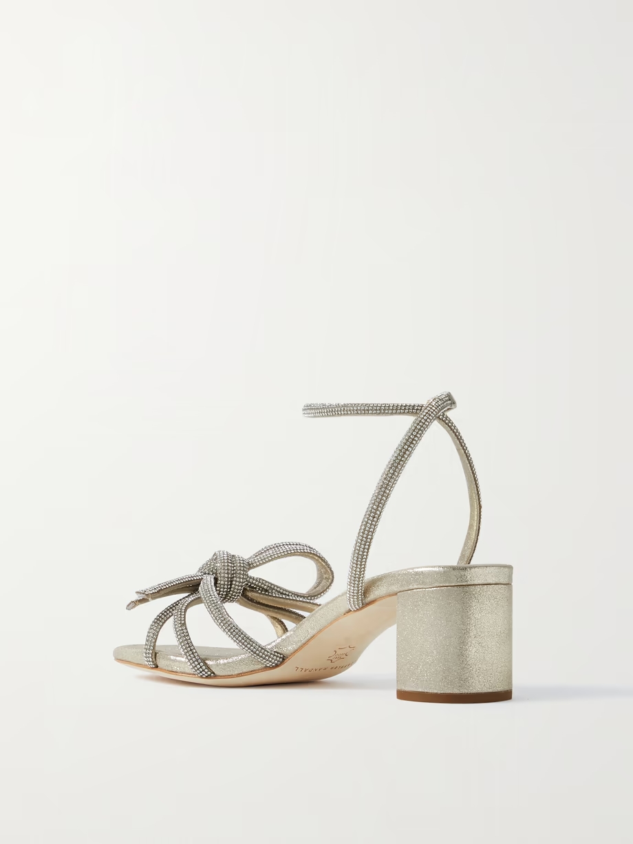 + NET SUSTAIN Mikel crystal-embellished metallic suede sandals + NET SUSTAIN Mikel crystal-embellished metallic suede sandals