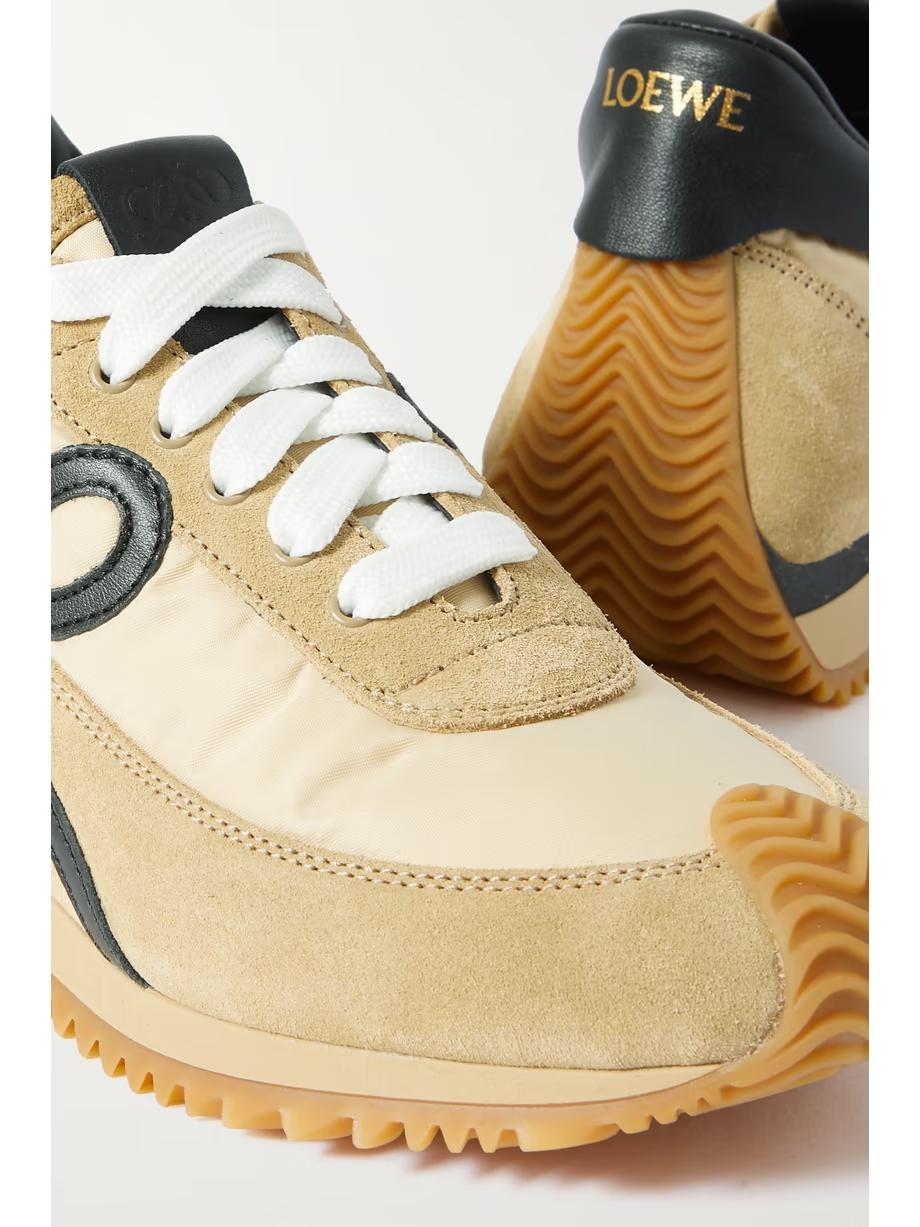 Flow logo-appliquéd shell, leather and suede sneakers Flow logo-appliquéd shell, leather and suede sneakers