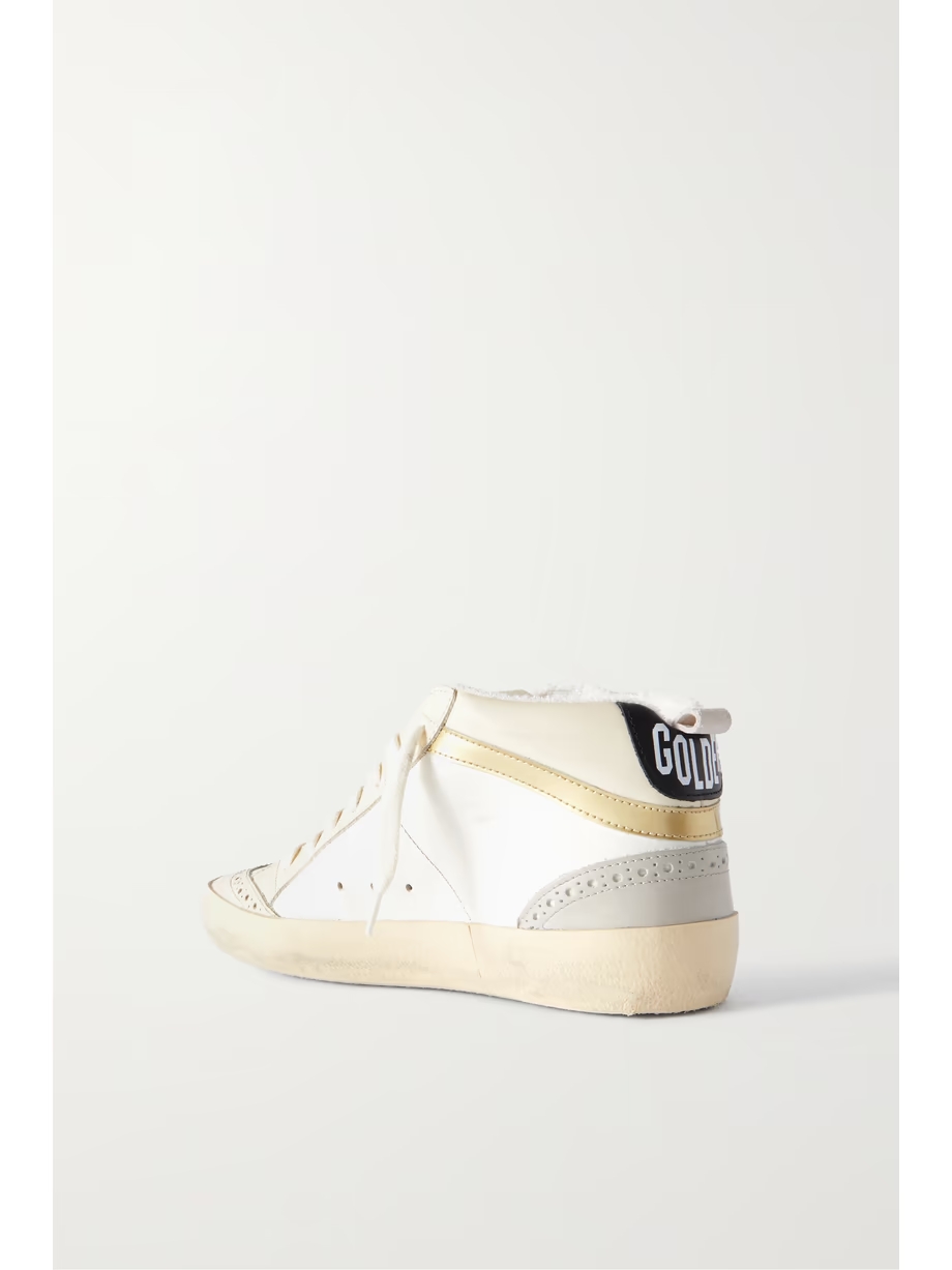 Mid Star distressed suede-trimmed leather sneakers Mid Star distressed suede-trimmed leather sneakers