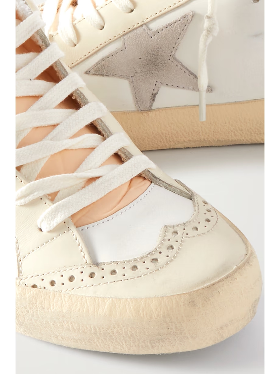 Mid Star distressed suede-trimmed leather sneakers Mid Star distressed suede-trimmed leather sneakers