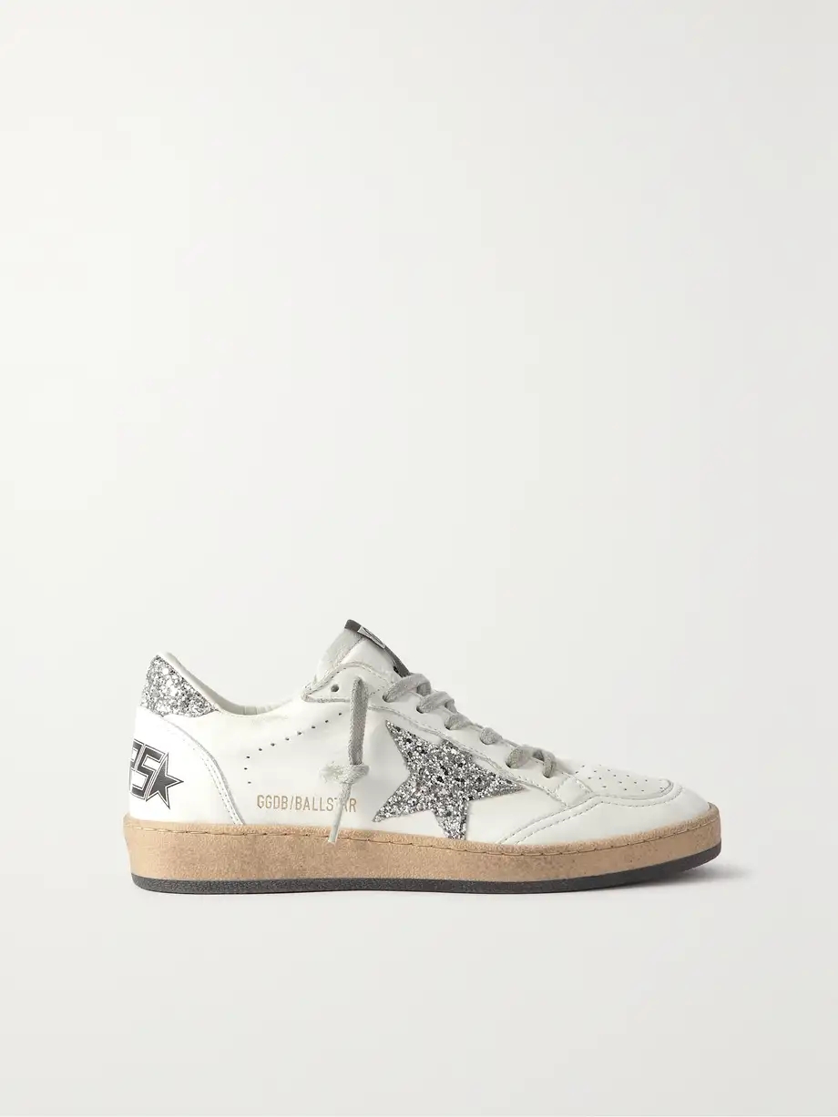Ball Star distressed glittered leather sneakers Ball Star distressed glittered leather sneakers
