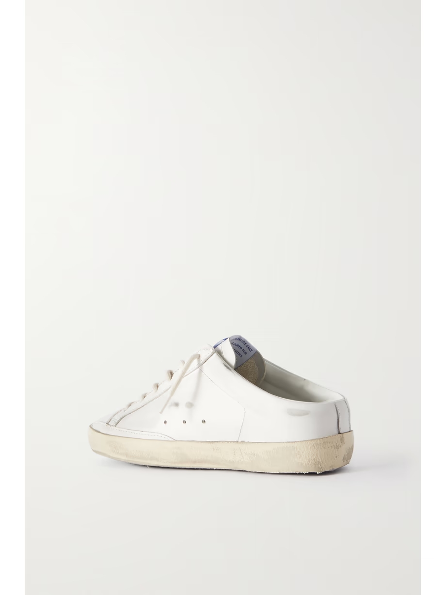 Super-Star Sabot distressed suede-trimmed leather slip-on sneakers Super-Star Sabot distressed suede-trimmed leather slip-on sneakers