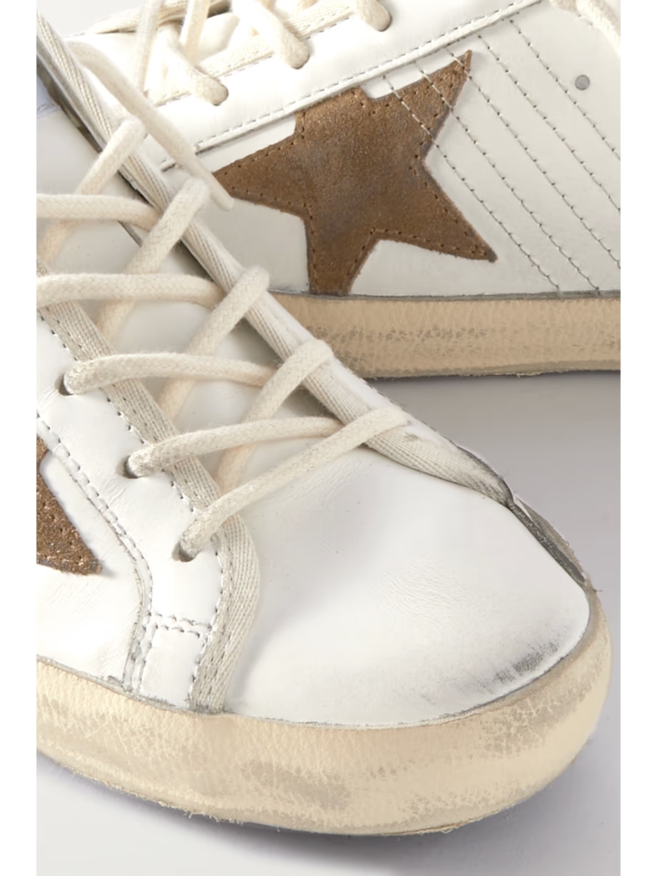 Super-Star Sabot distressed suede-trimmed leather slip-on sneakers Super-Star Sabot distressed suede-trimmed leather slip-on sneakers