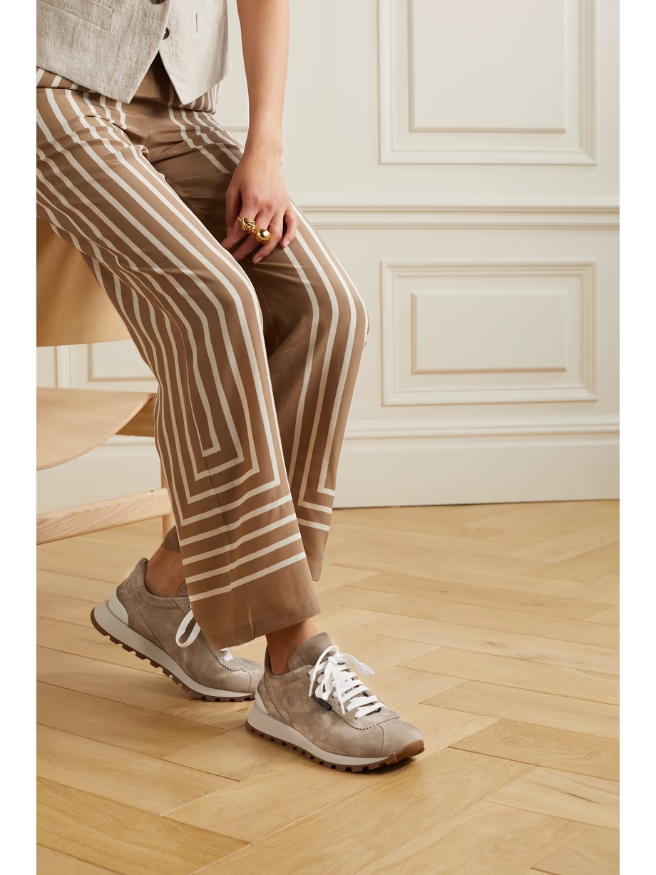 Bead-embellished suede sneakers Bead-embellished suede sneakers