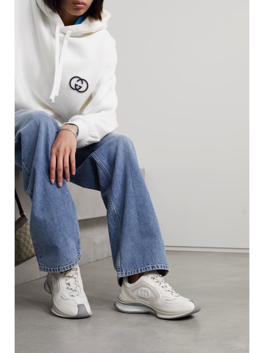 Run leather and suede-trimmed mesh sneakers Run leather and suede-trimmed mesh sneakers