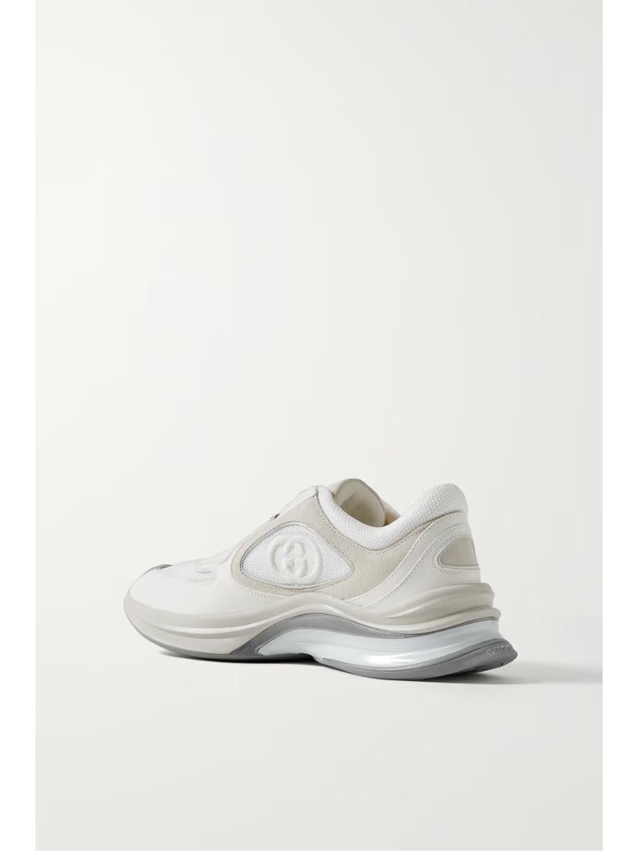 Run leather and suede-trimmed mesh sneakers Run leather and suede-trimmed mesh sneakers