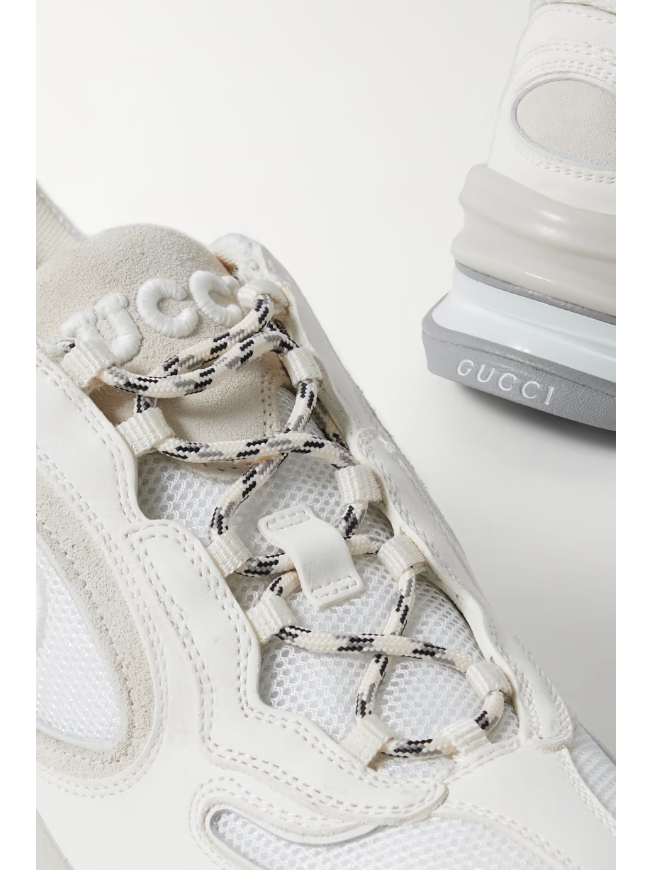 Run leather and suede-trimmed mesh sneakers Run leather and suede-trimmed mesh sneakers