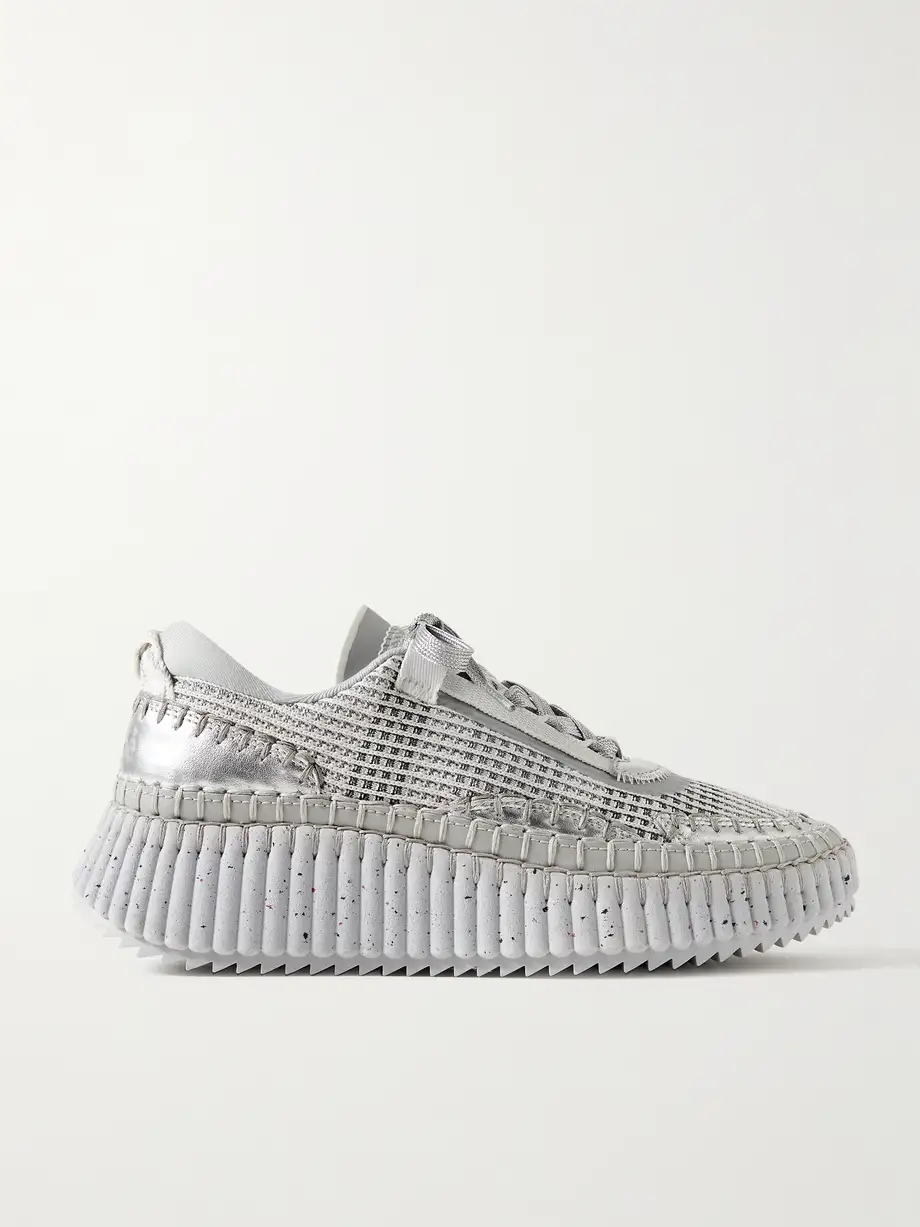 + NET SUSTAIN Nama embroidered leather and recycled-mesh sneakers + NET SUSTAIN Nama embroidered leather and recycled-mesh sneakers