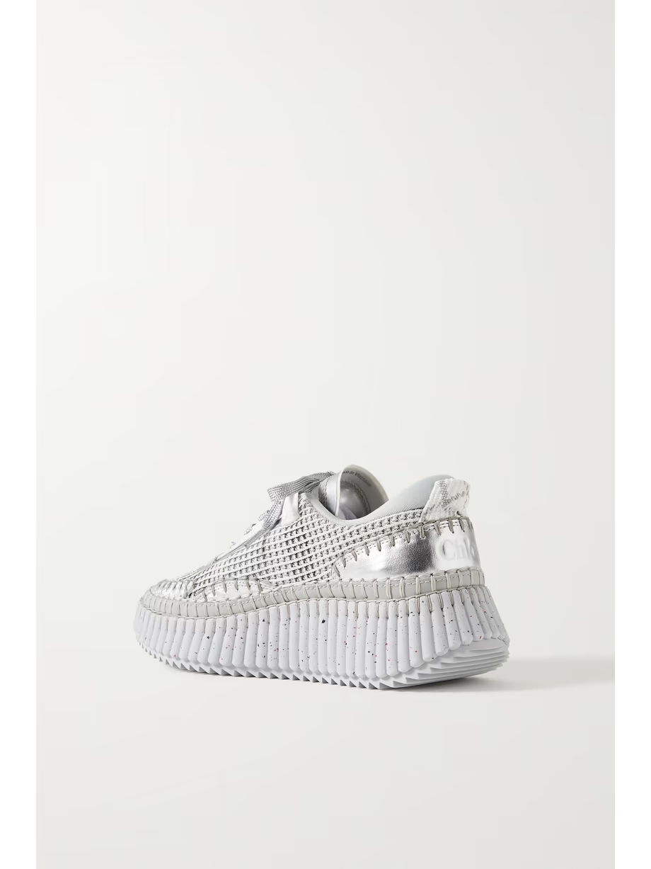 + NET SUSTAIN Nama embroidered leather and recycled-mesh sneakers + NET SUSTAIN Nama embroidered leather and recycled-mesh sneakers