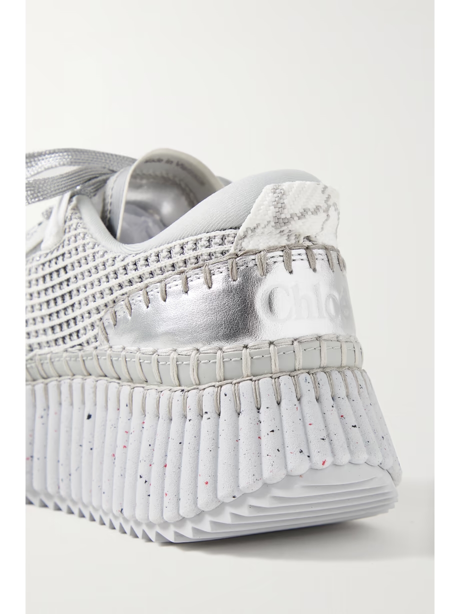 + NET SUSTAIN Nama embroidered leather and recycled-mesh sneakers + NET SUSTAIN Nama embroidered leather and recycled-mesh sneakers