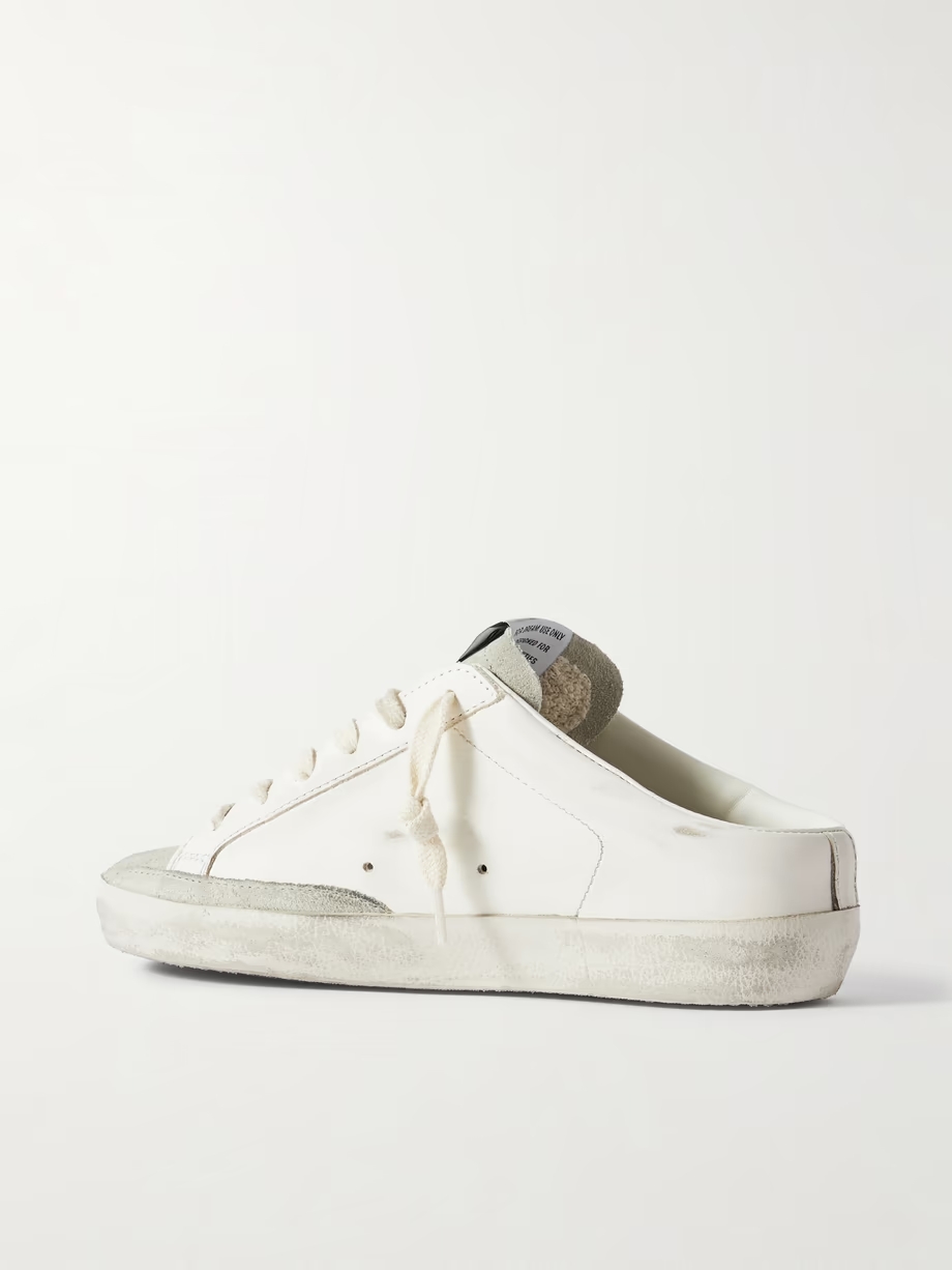 Super-Star Sabot distressed suede-trimmed leather slip-on sneakers Super-Star Sabot distressed suede-trimmed leather slip-on sneakers