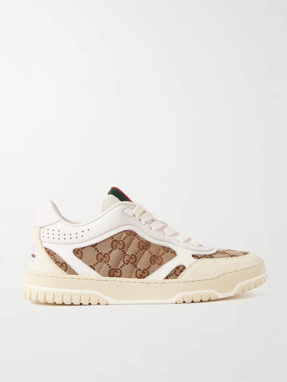 Re-Web leather and canvas-jacquard sneakers Re-Web leather and canvas-jacquard sneakers