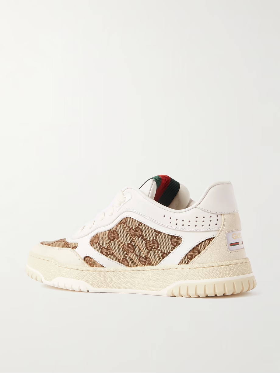 Re-Web leather and canvas-jacquard sneakers Re-Web leather and canvas-jacquard sneakers
