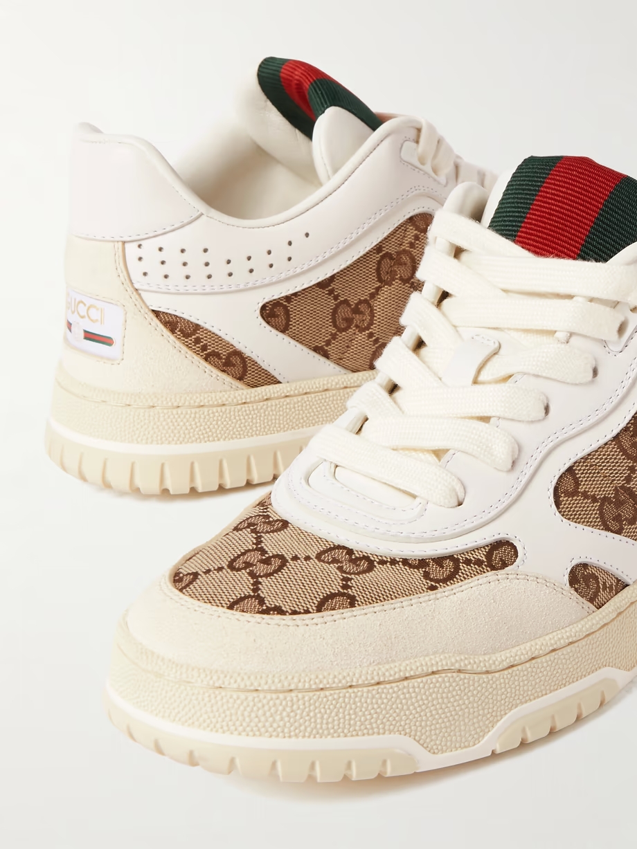 Re-Web leather and canvas-jacquard sneakers Re-Web leather and canvas-jacquard sneakers