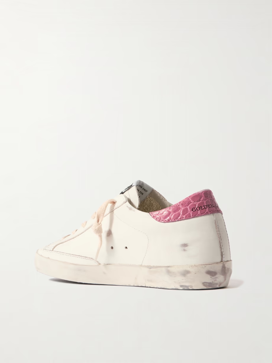 Super-Star distressed glittered leather sneakers Super-Star distressed glittered leather sneakers