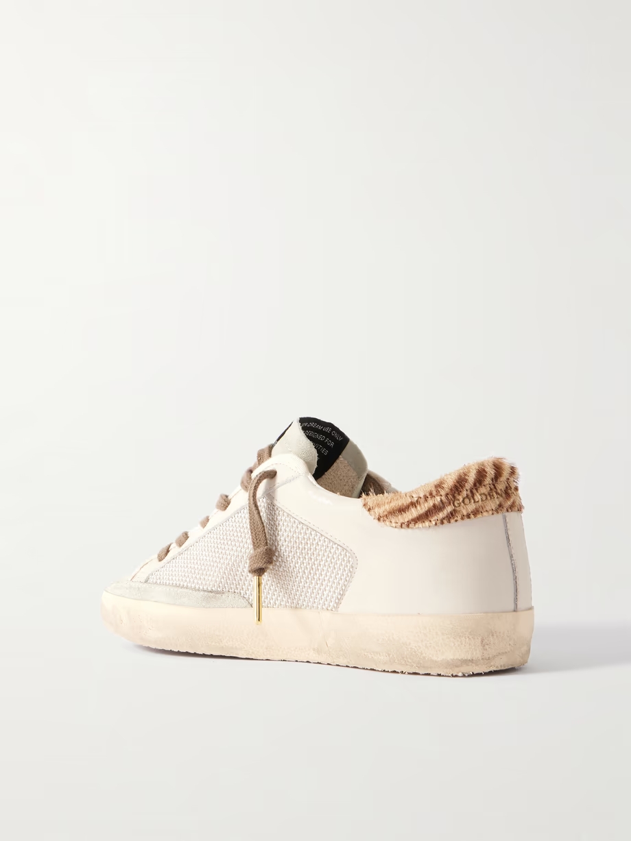 Super-Star calf hair and suede-trimmed mesh and distressed leather sneakers Super-Star calf hair and suede-trimmed mesh and distressed leather sneakers