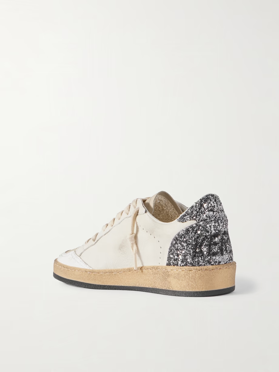 Ballstar glittered distressed leather sneakers Ballstar glittered distressed leather sneakers