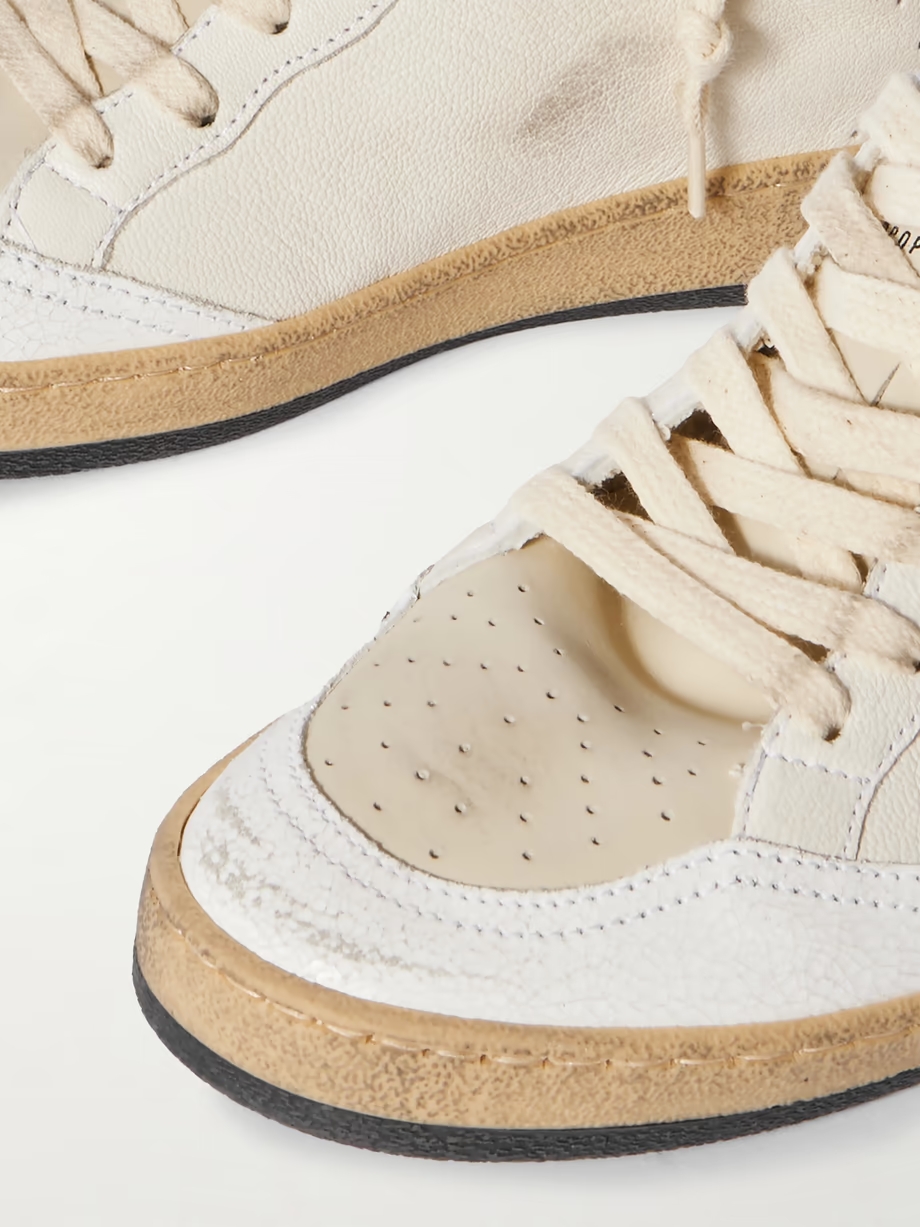 Ballstar glittered distressed leather sneakers Ballstar glittered distressed leather sneakers