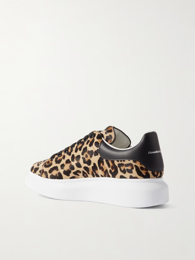 Leather-trimmed leopard-print calf hair sneakers Leather-trimmed leopard-print calf hair sneakers