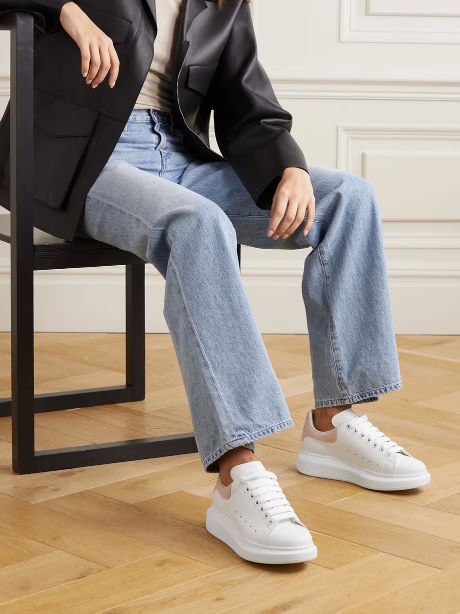 Suede-trimmed leather exaggerated-sole sneakers Suede-trimmed leather exaggerated-sole sneakers