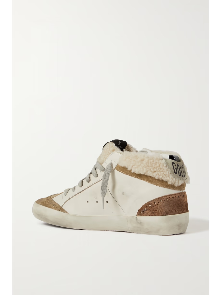 Mid Star distressed leather, suede and shearling sneakers Mid Star distressed leather, suede and shearling sneakers