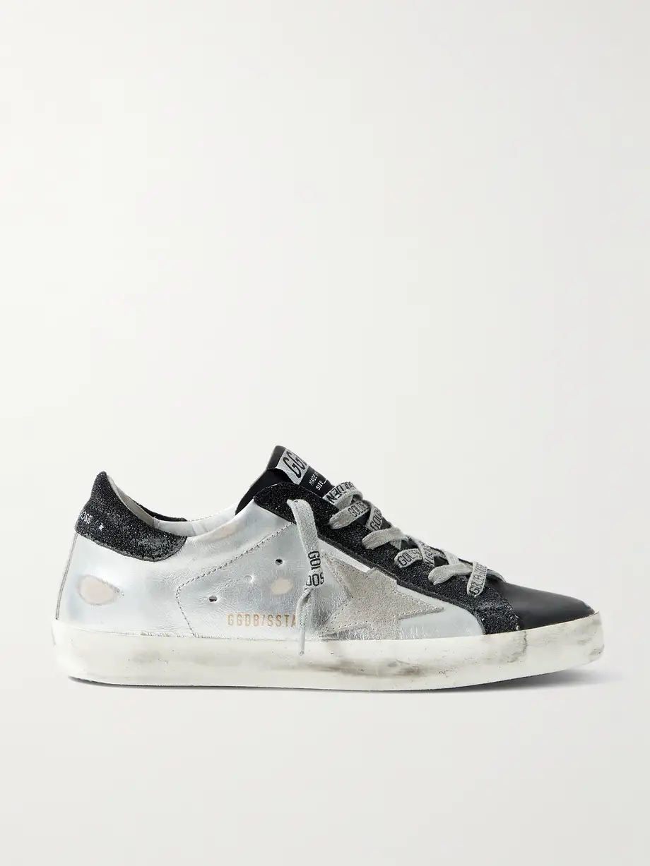 Superstar metallic distressed leather and suede sneakers Superstar metallic distressed leather and suede sneakers