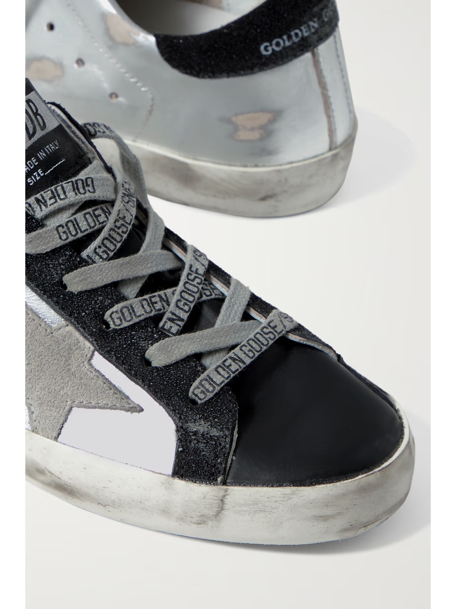 Superstar metallic distressed leather and suede sneakers Superstar metallic distressed leather and suede sneakers
